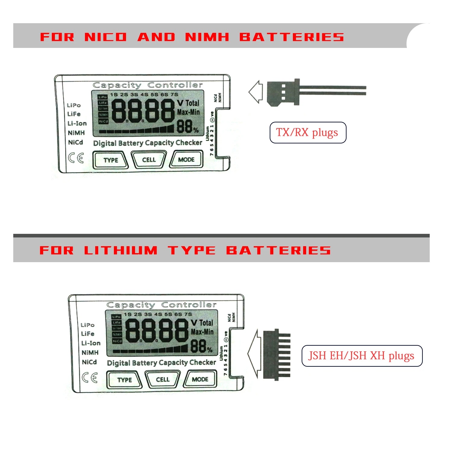 Drone Battery Alarm - Medidor de Batería Digital RC Cellmeter