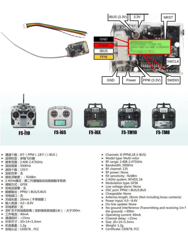 Receptor Mini Flysky FS-8A 8CH - Drone Battery Plate reseña y precio