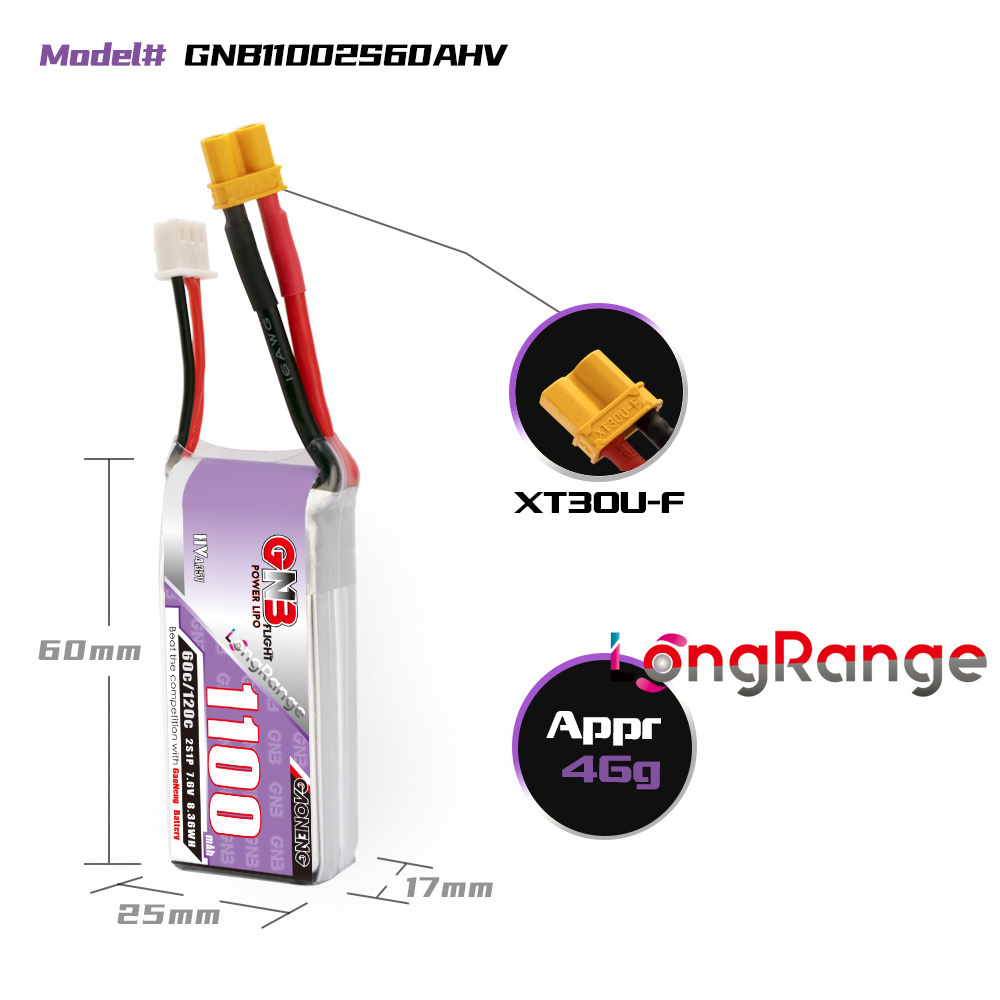 GNB 1100mAh 2S 3S 4S 6S 60C/12 - Drone Battery 6S reseña y precio