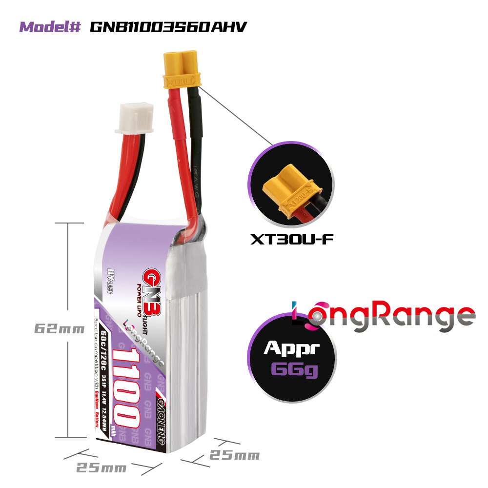 GNB 1100mAh 2S 3S 4S 6S 60C/12 - Drone Battery 6S reseña y precio