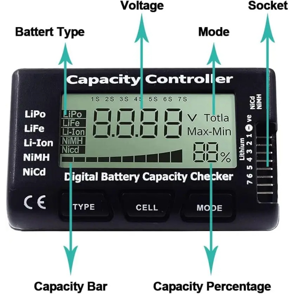 Comprobador de Capacidad de Ba - Drone Battery Voltage Checker reseña y precio